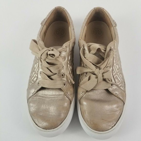 Tory Burch Marion Quilted Metallic Sneakers - Picture 2 of 8